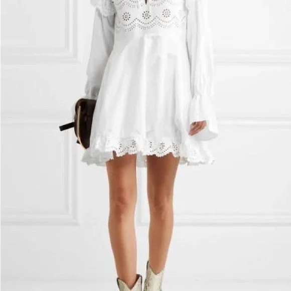 knee length dresses for ladies White Nomad Lace Dress With Sculpted Peplum